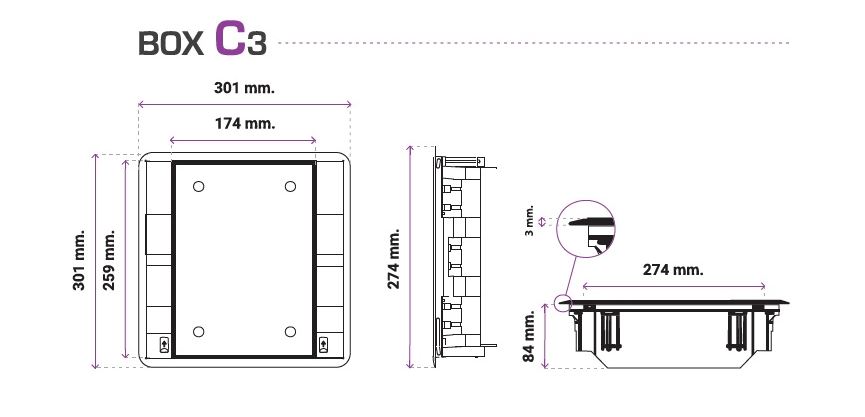 Medidas Box C3 Caja de piso plastica